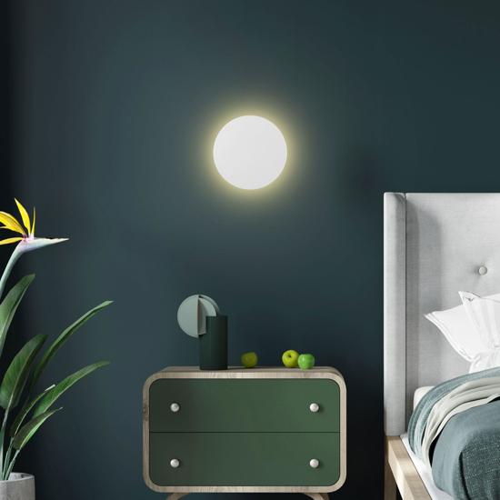 Applique da parete disco bianco 20cm moderna